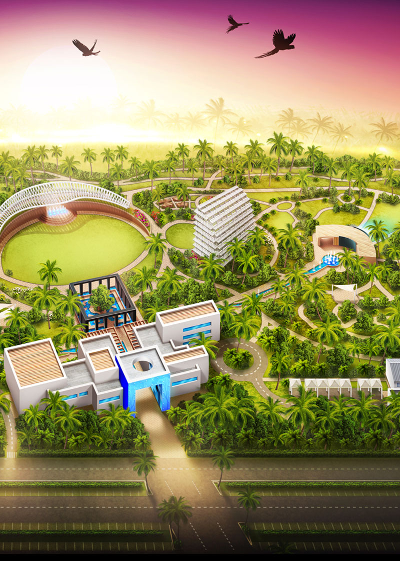 Ilustracion mapas realistas publicidad para mm Al Emmarat Park en DUBAI | Ilustrador Diseñador Mapas Enrique Tortosa