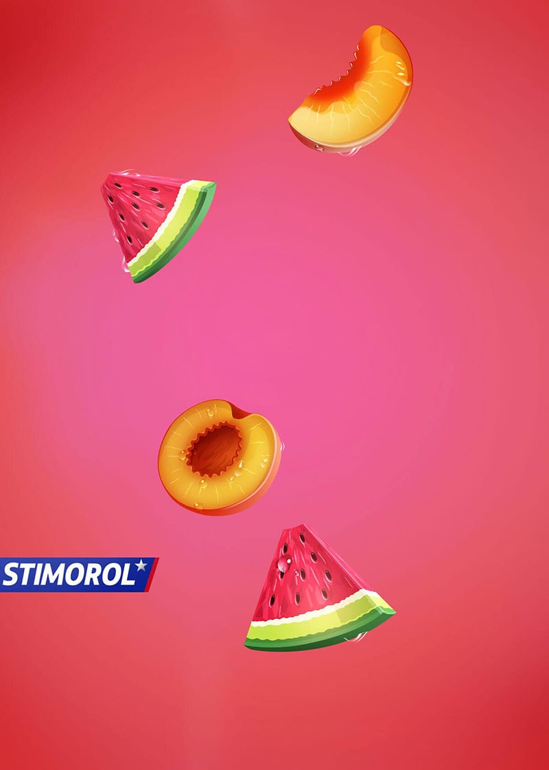 Ilustraciones Alimentacion creativas para STIMOROL